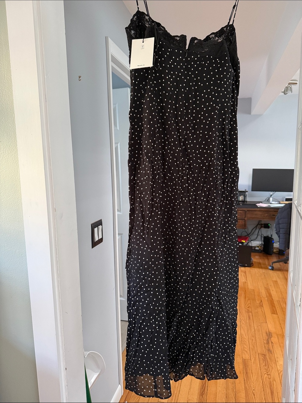 Reformation Black Polka Dot Slip Dress - Picture 3 of 3